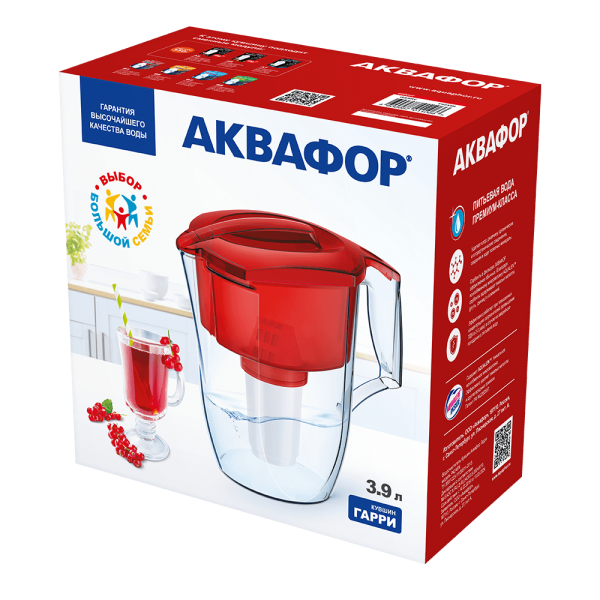 Фильтр Кувшин Аквафор Гарри 3,9л А5 модель P42A5N (красный)